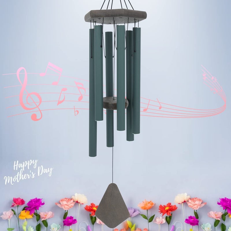ASTARIN Memorial Wind Chimes for Outside  Wind Chime Outdoor Deep Tone  Sympathy Wind-Chime Personalized with 6 Tuned Tubes  Elegant Chime for Garden Patio Balcony and Home Green - Image 1